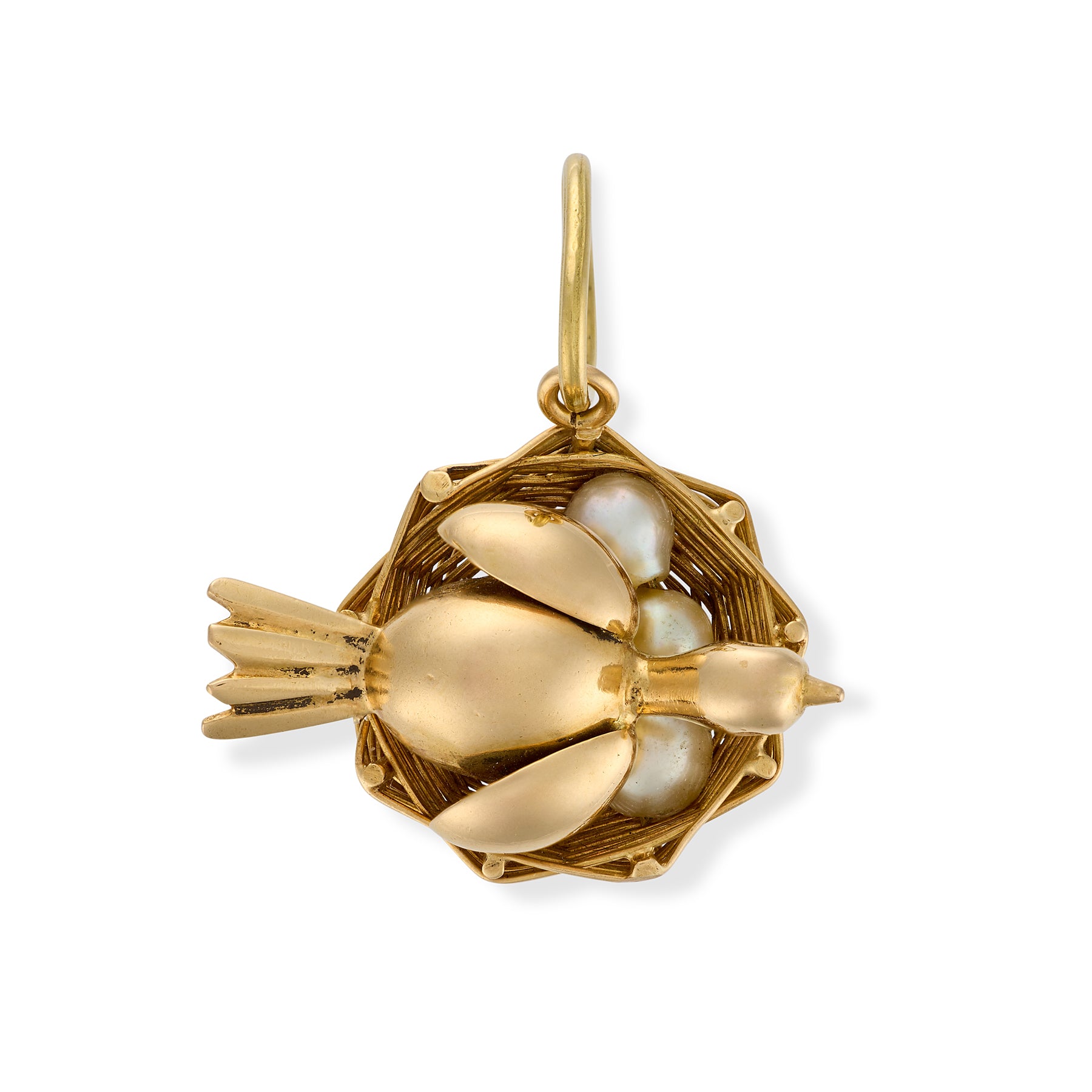 Victorian Mother Bird in Nest Charm