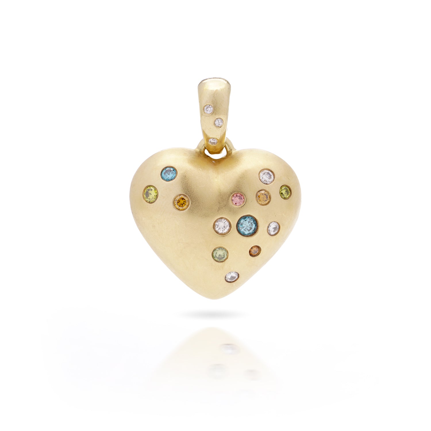 Multi Gemstone 18ct Gold Heart Pendant