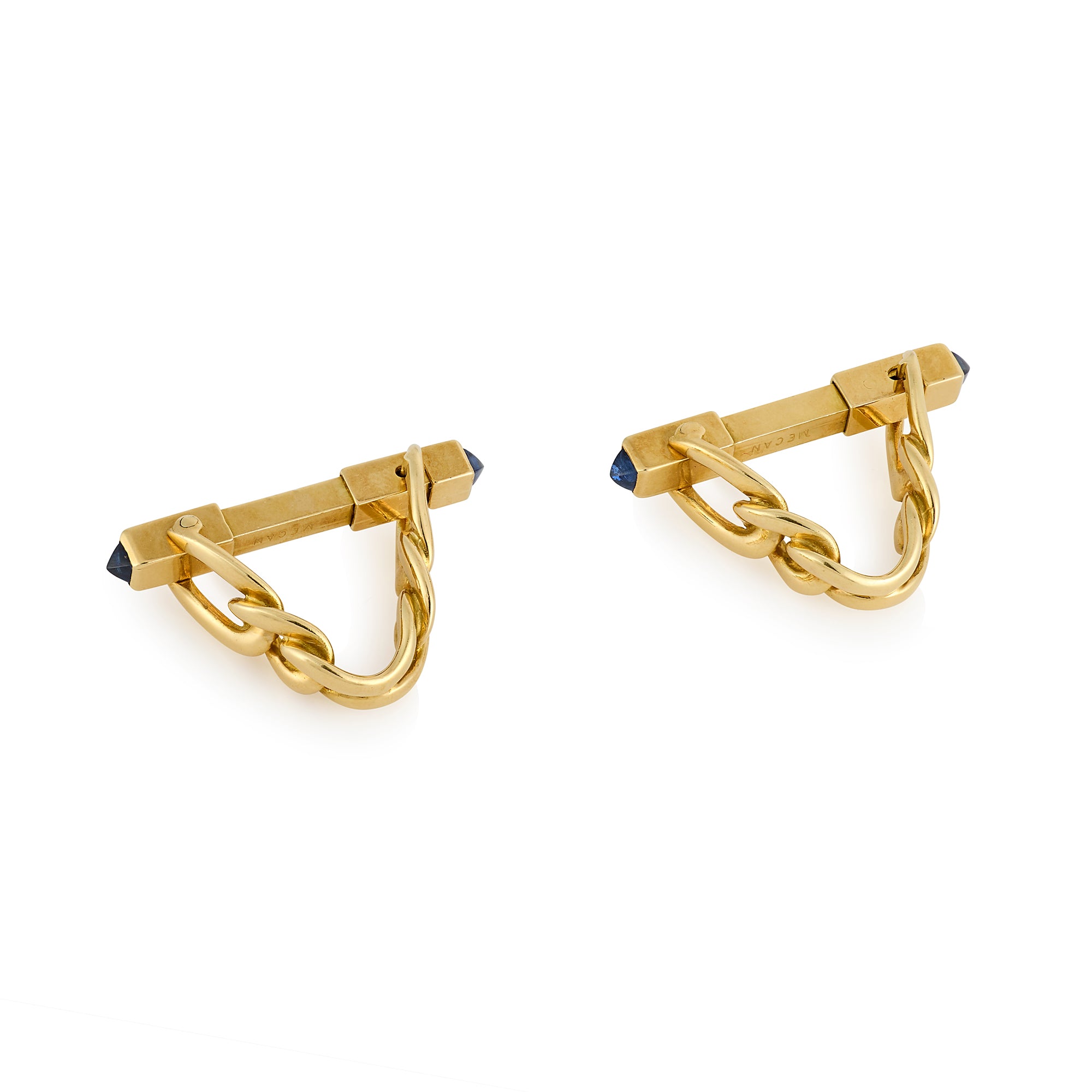 1950's Boucheron 18ct Gold & Sapphire Cufflinks