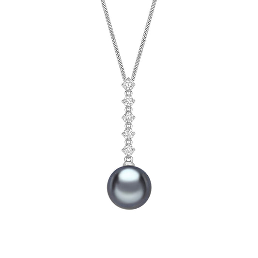 18ct White Gold Tahitian Pearl & Diamond Pendant - Wildsmith Jewellery