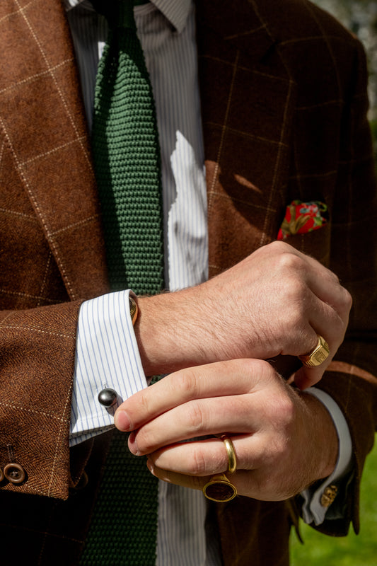 Grey Button Pearl Cufflinks - Wildsmith Jewellery