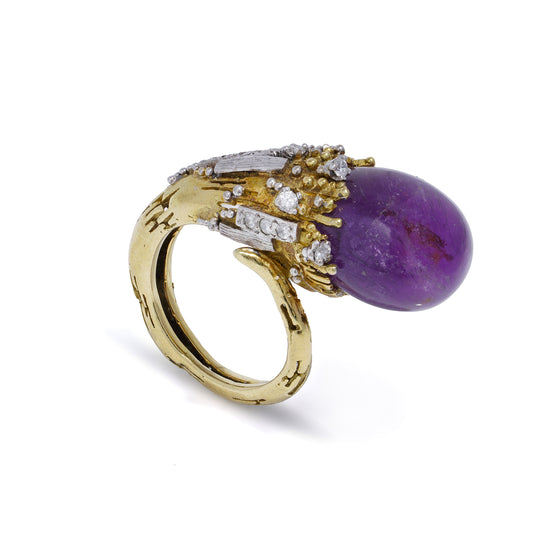 1970s Amethyst & Diamond Ring, Charles De Temple - Wildsmith Jewellery