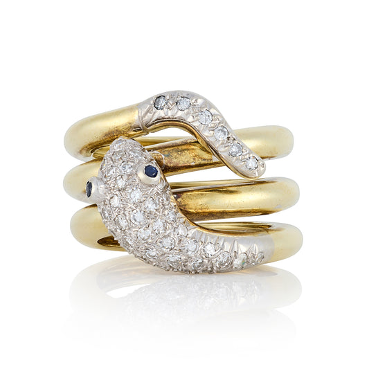 Sapphire & Diamond Snake Ring