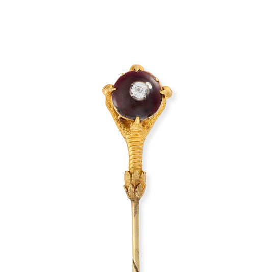 Antique Diamond & Garnet Claw Stickpin - Wildsmith Jewellery