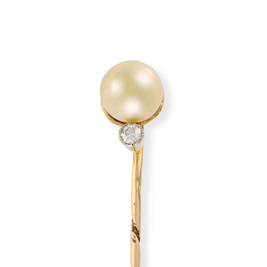 Saltwater Pearl & Diamond Stickpin