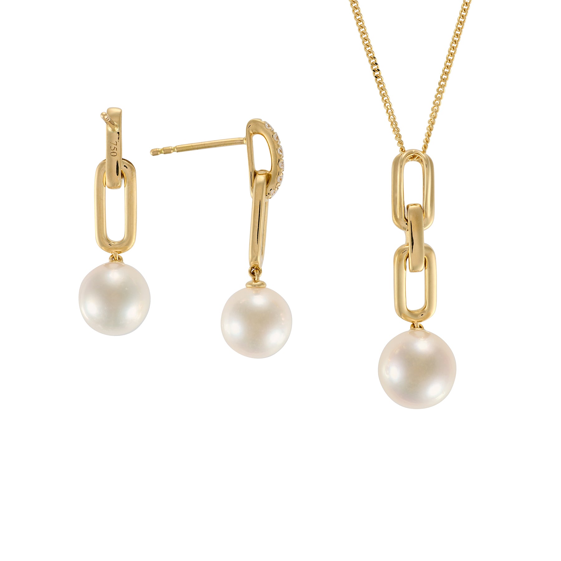 18ct Gold Akoya Pearl & Diamond Pendant