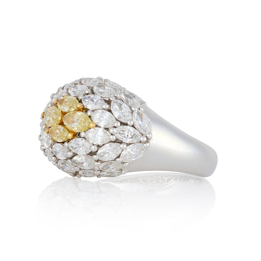 4 Carat Fancy Marquis Yellow Diamond Cluster Ring - Wildsmith Jewellery