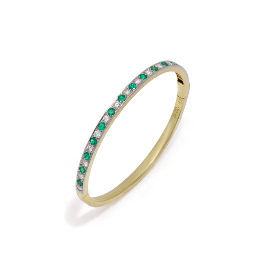 Oscar Heyman Emerald & Diamond Hinged Bangle - Wildsmith Jewellery