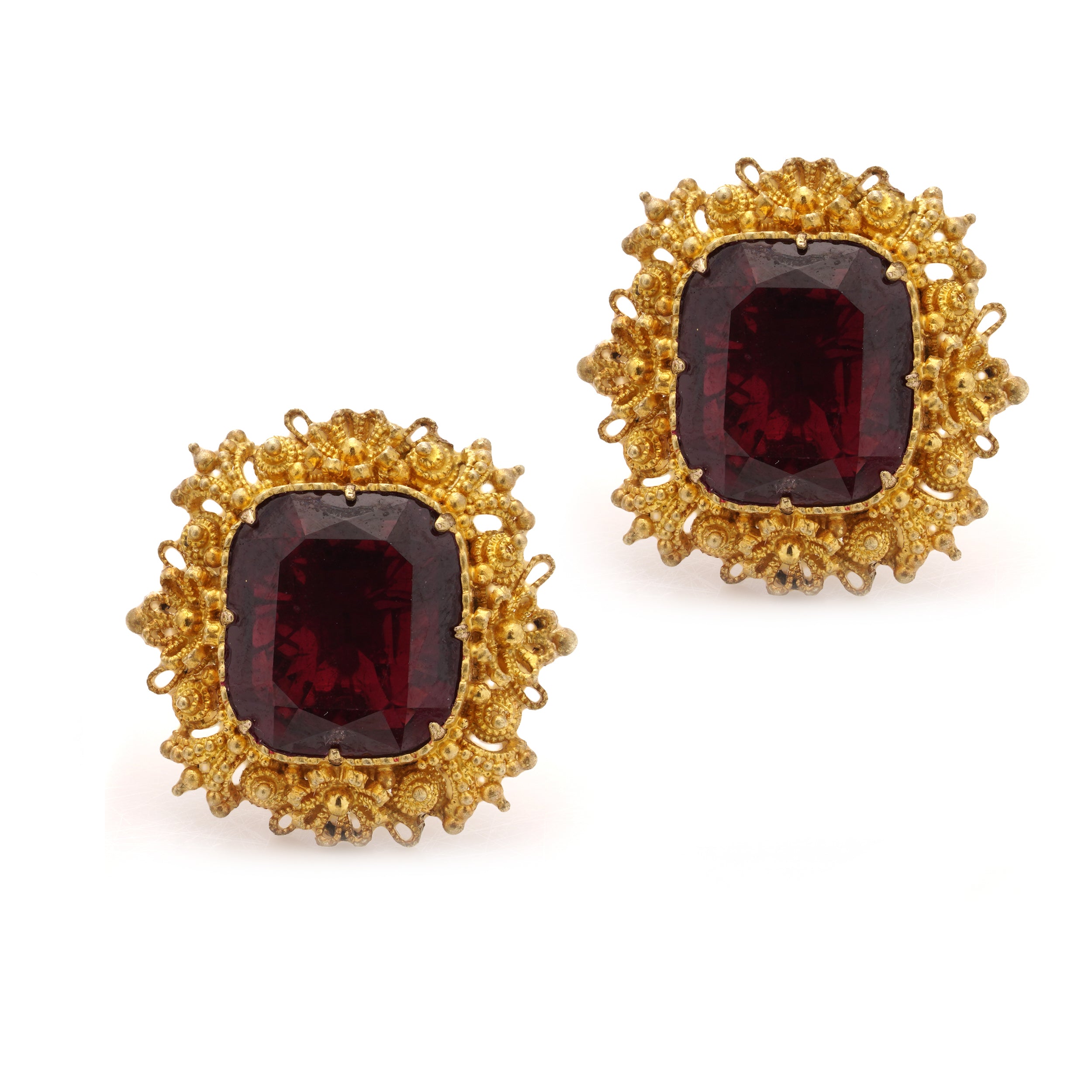 Regency Gold & Garnet Earrings - Wildsmith Jewellery