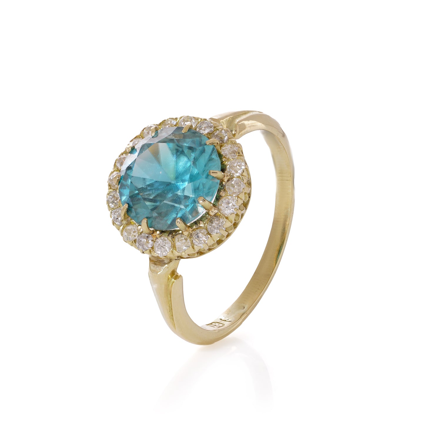 Victorian Blue Zircon and Diamond Cluster Ring - Wildsmith Jewellery