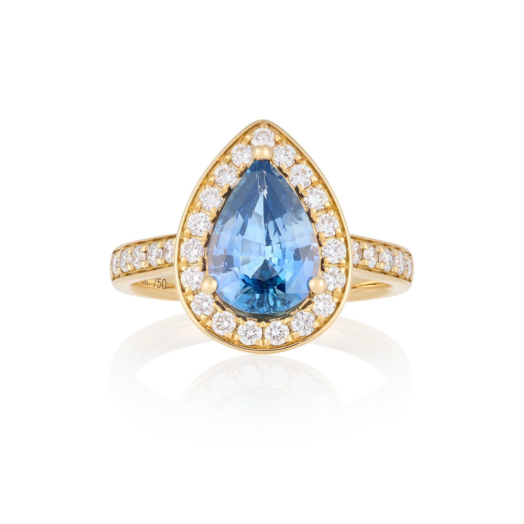 2.07cts Pear Cut sapphire & Diamond Cluster Ring - Wildsmith Jewellery