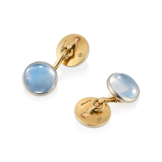 Art Deco Moonstone Platinum & Gold Cufflinks - Wildsmith Jewellery