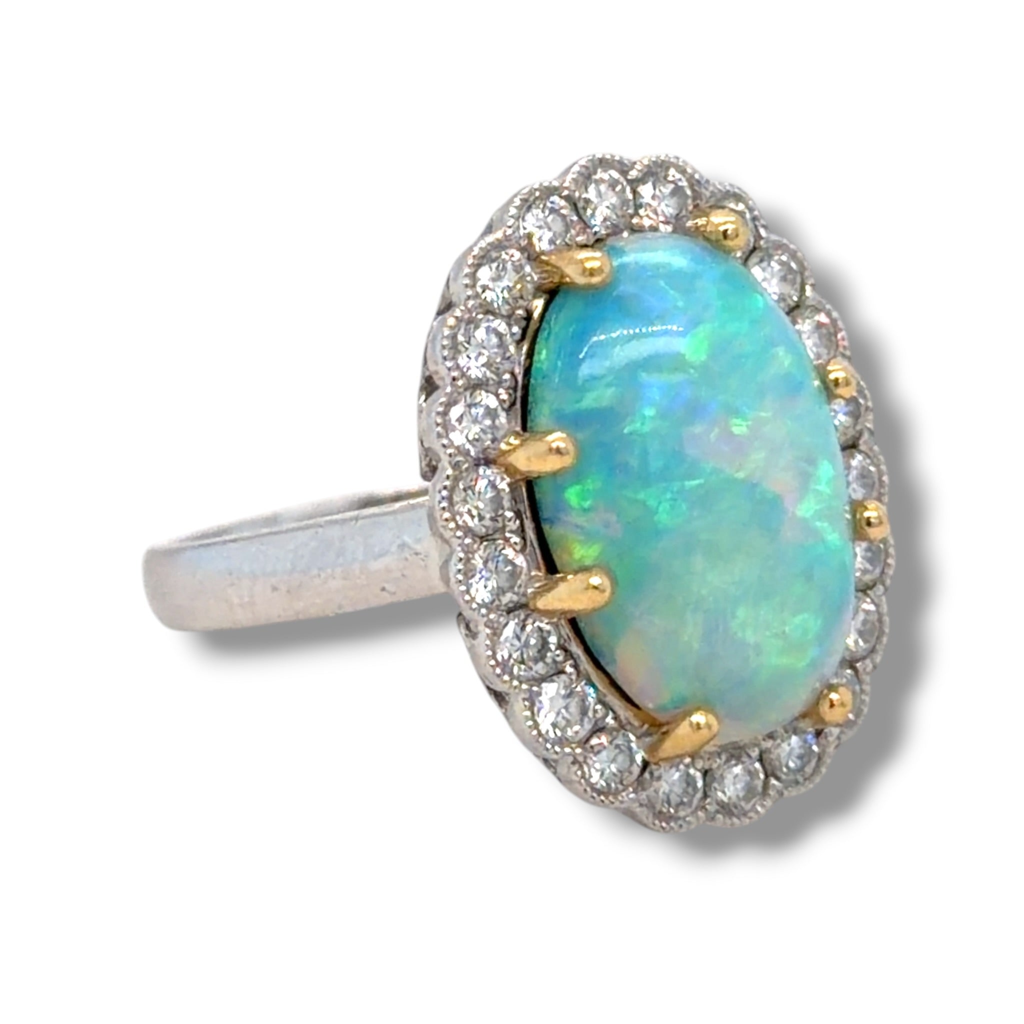 Opal & Diamond Cluster Ring