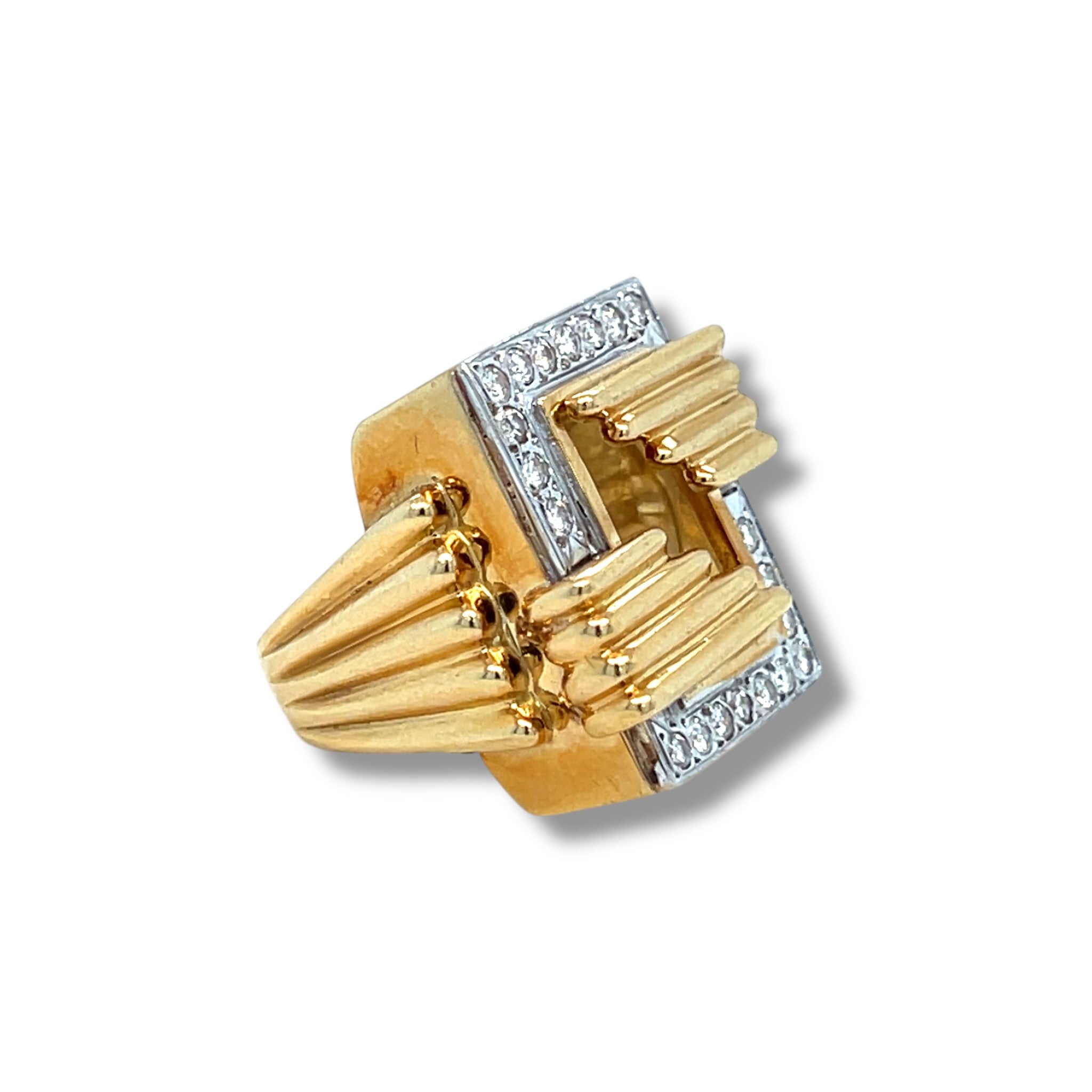 Vintage 18ct Gold & Diamond Geometric Ring