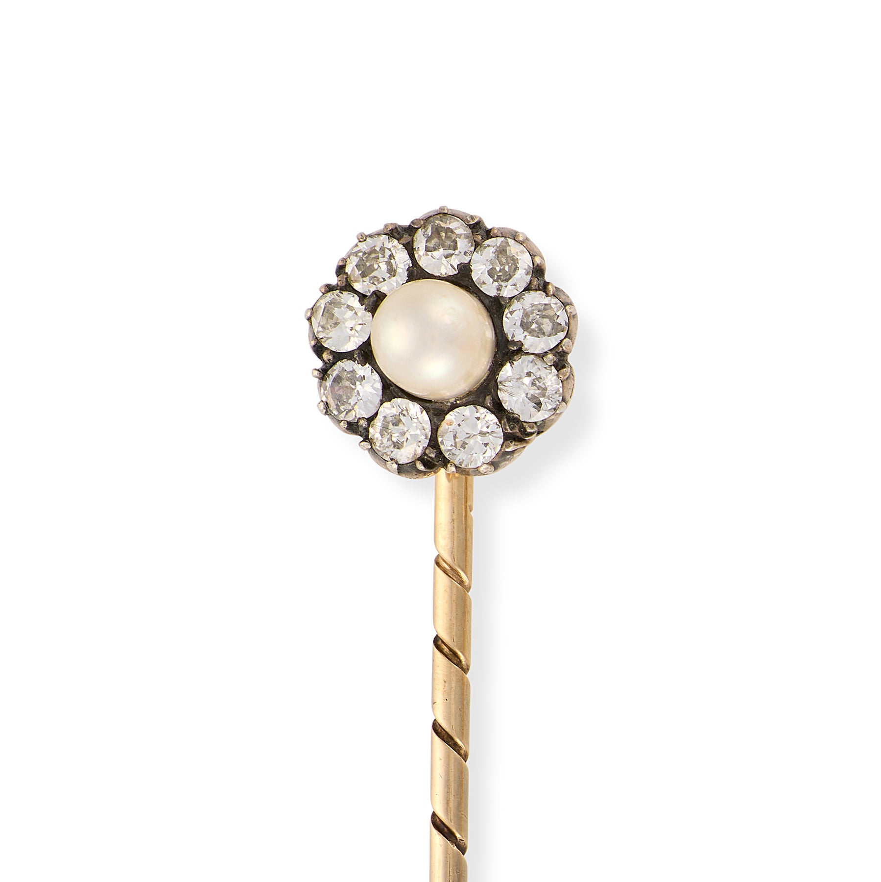 Natural Pearl & Diamond Stickpin
