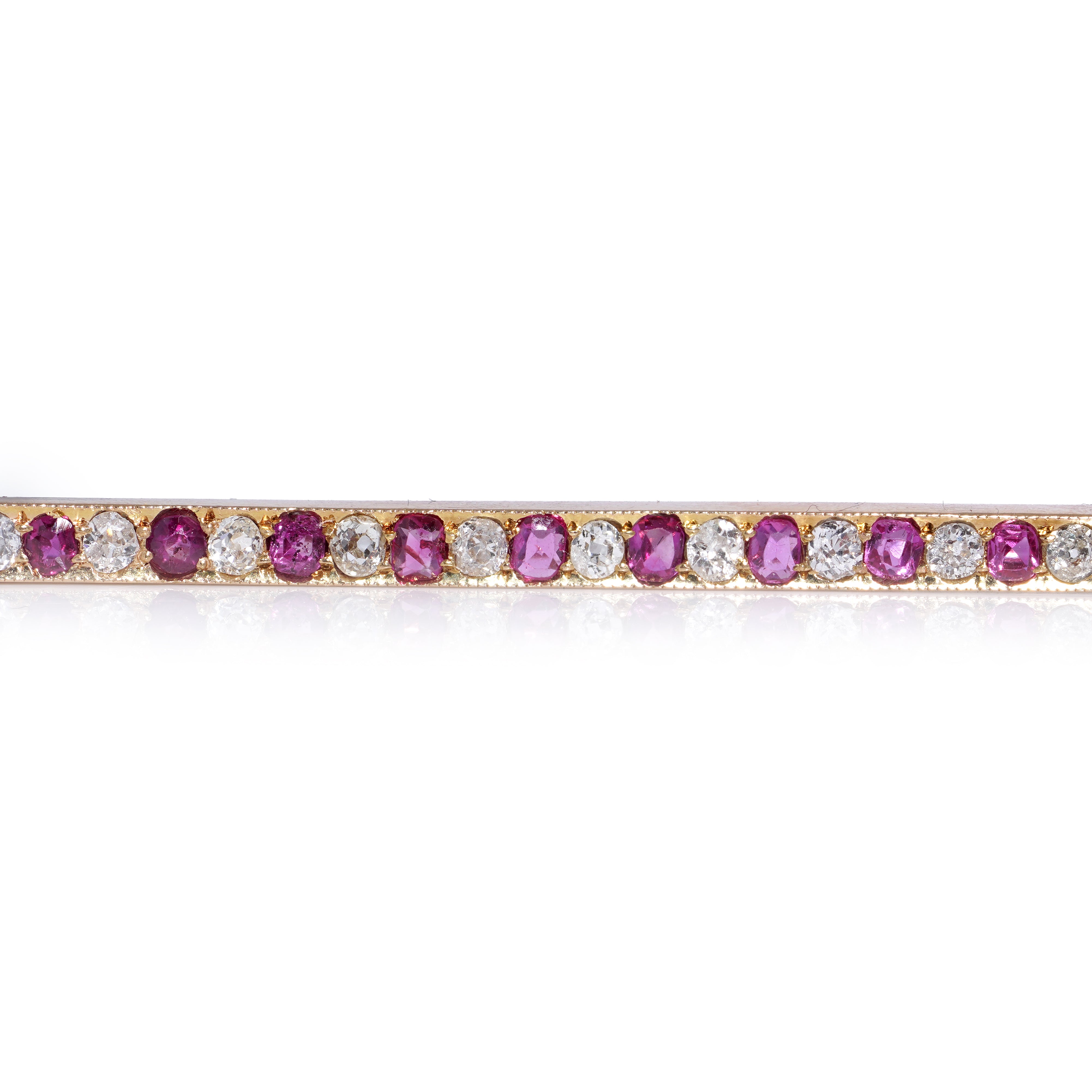 Victorian Ruby & Diamond Bar Brooch