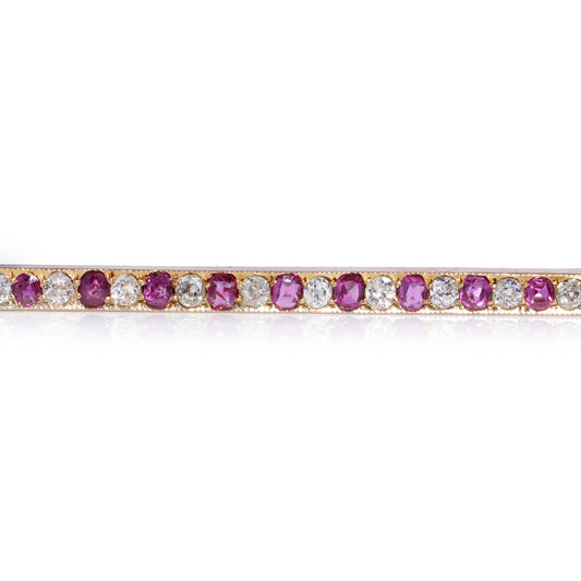 Victorian Ruby & Diamond Bar Brooch - Wildsmith Jewellery