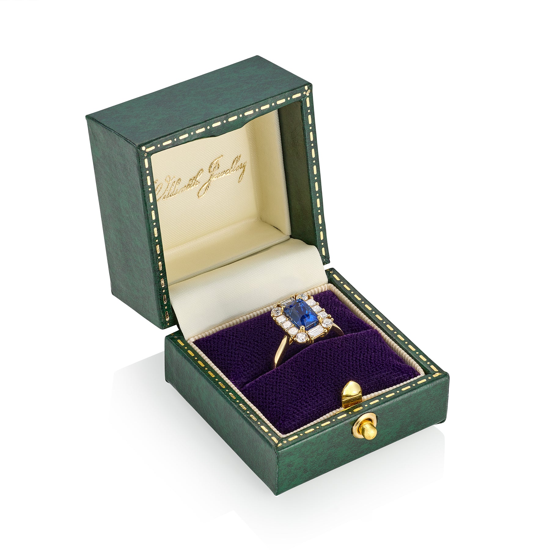 2.55ct Radiant Cut Sapphire & Diamond Ring - Wildsmith Jewellery