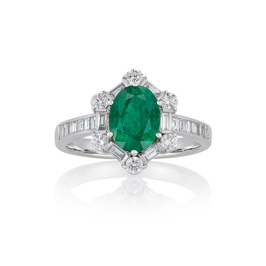 Emerald & Diamond Cluster Ring - Wildsmith Jewellery