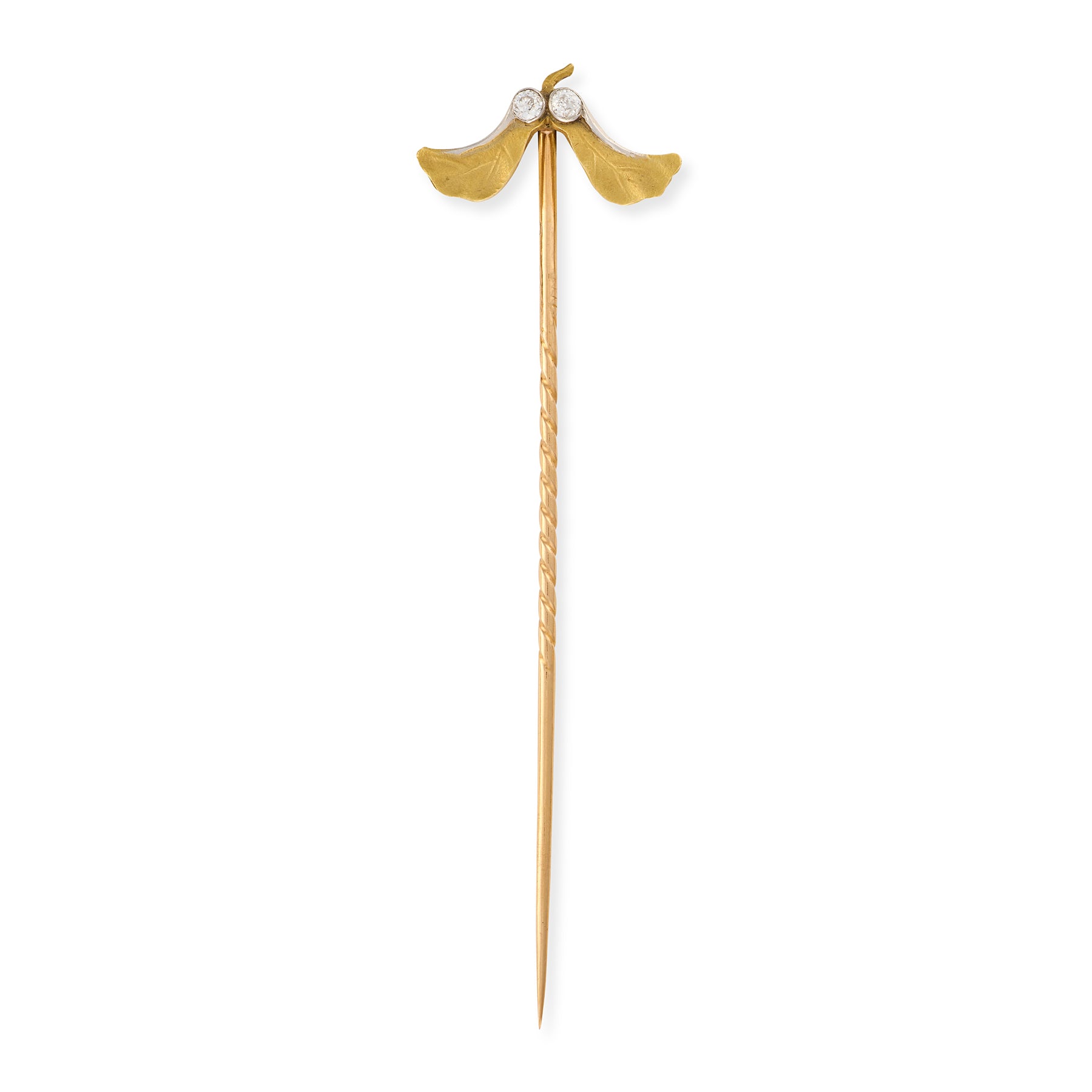 Art Nouveau Gold & Diamond Sycamore Stickpin