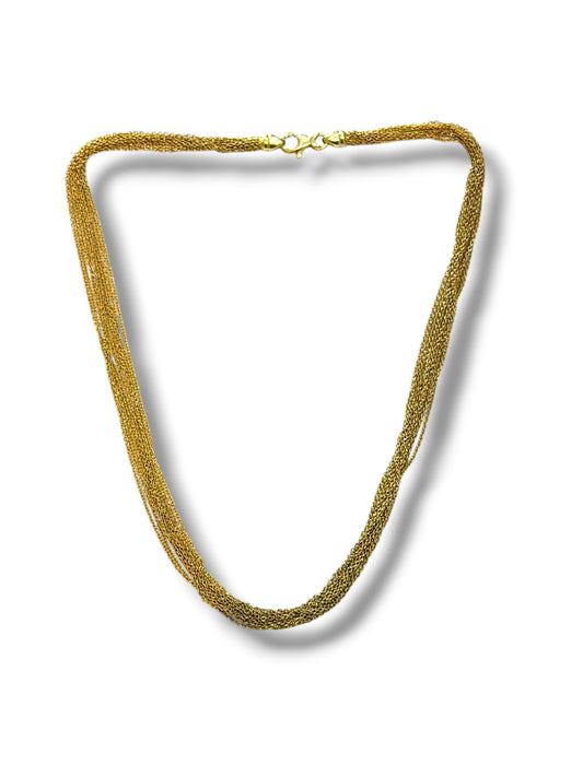 Vintage 18ct Gold Multi-Strand Trace Link Necklace, c.1980