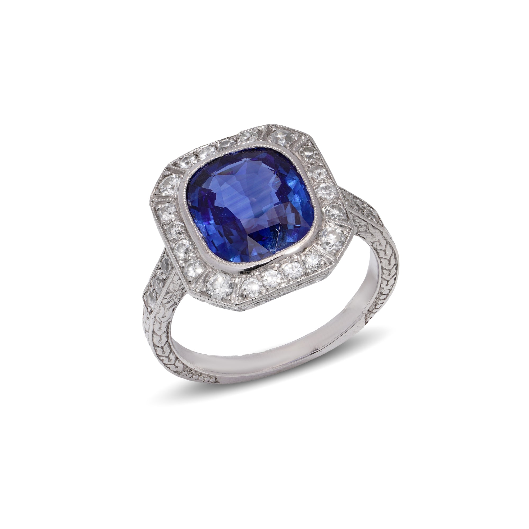 Royal Blue Sapphire & Diamond Ring - Wildsmith Jewellery