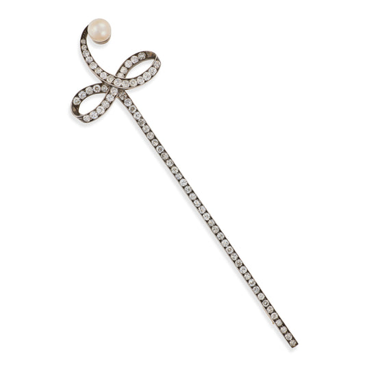 Antique Natural Pearl & Diamond Sword Brooch - Wildsmith Jewellery