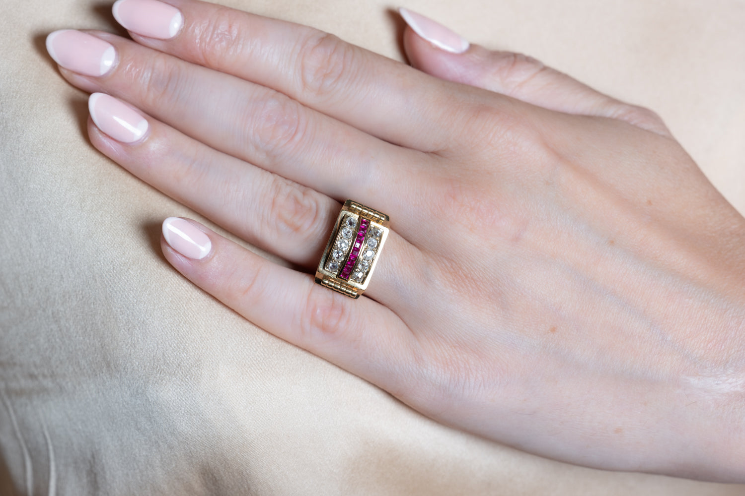 Retro Ruby & Diamond Ring, Circa 1940