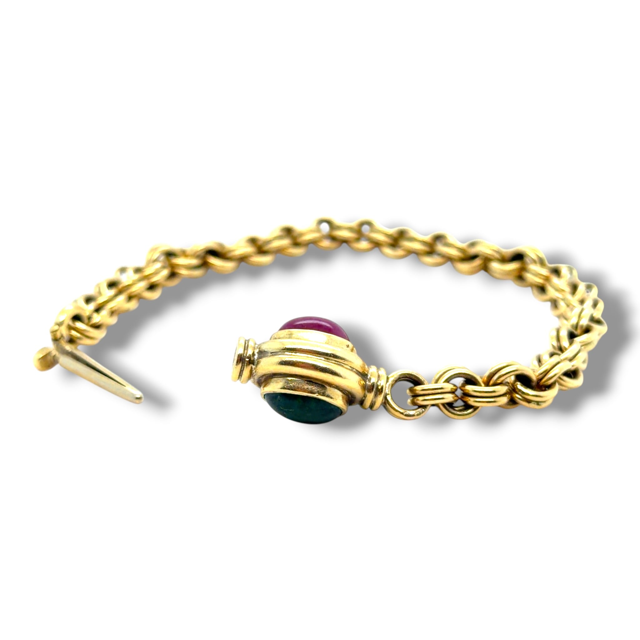 Vintage 18ct Gold Ruby & Emerald Bracelet