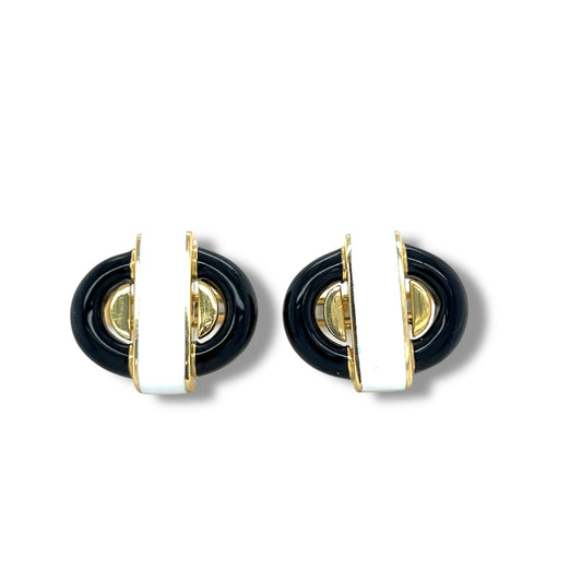 Geometric 18ct Gold & Enamel Cufflinks