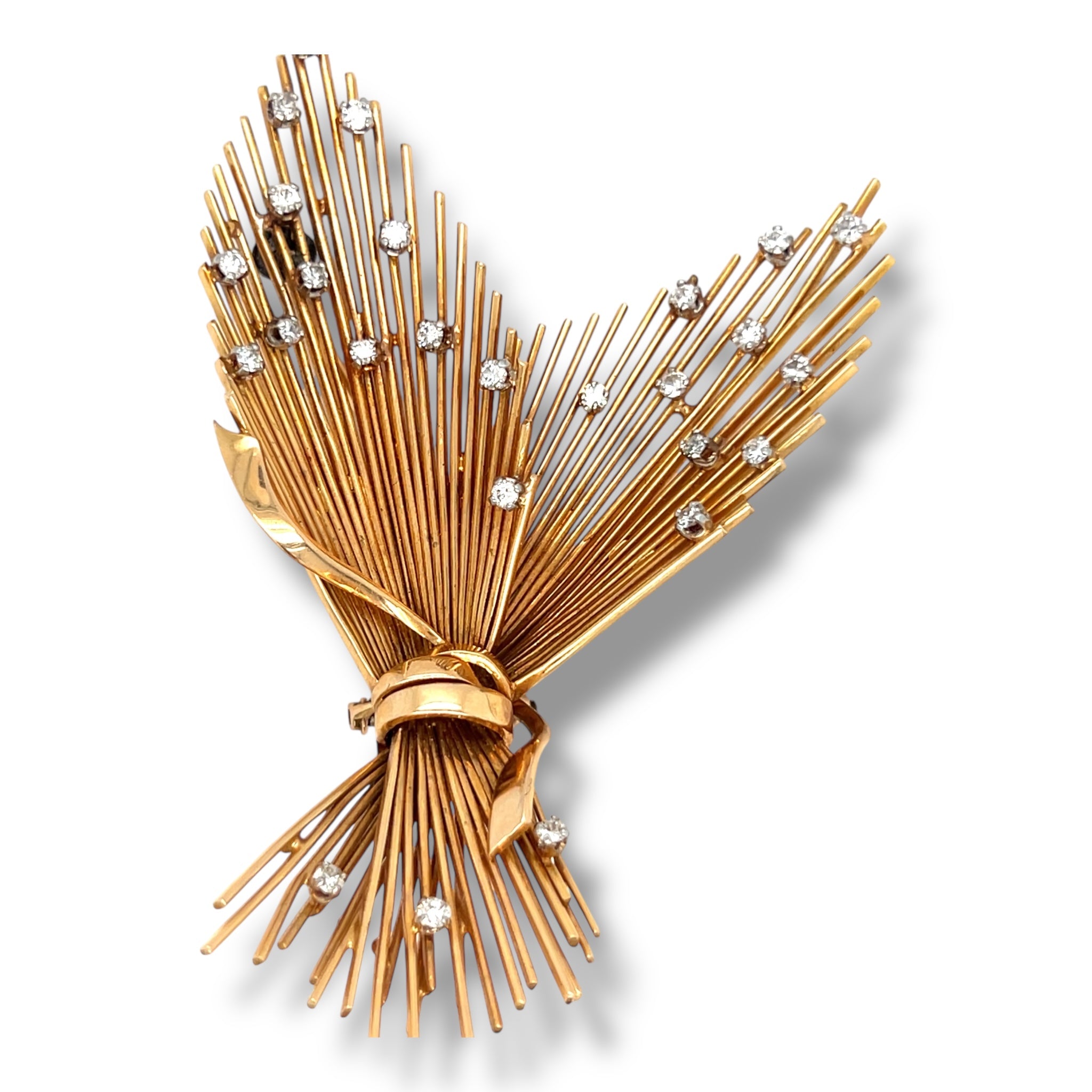 1950's  Gold & Diamond wheatsheaf Spray Brooch