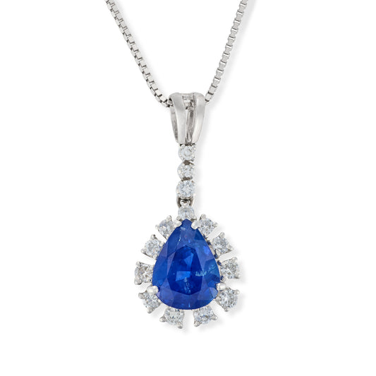 Pear Cut Sapphire & Diamond Pendant - Wildsmith Jewellery