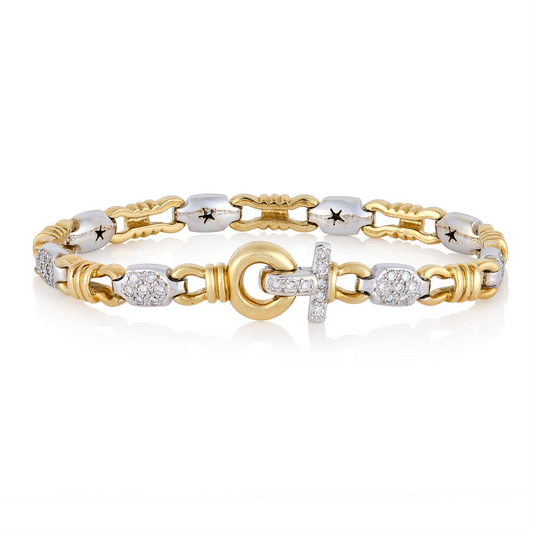 18ct Gold & Diamond Two Tone Bracelet - Wildsmith Jewellery