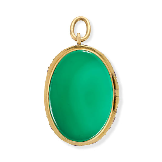 Vintage Chalcedony, Ruby & Gold Locket