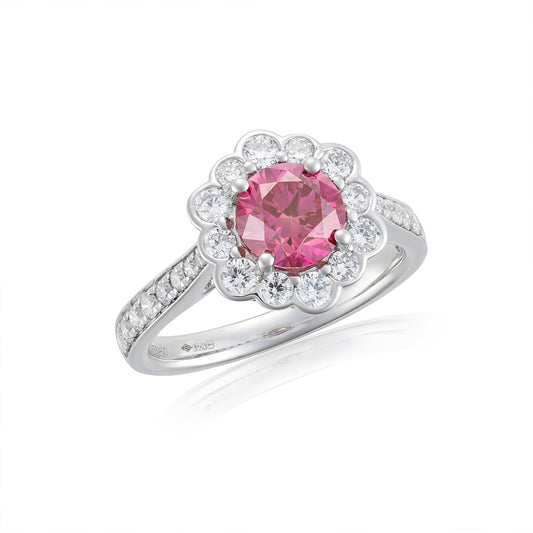 1.12ct GIA Certified Pink Diamond Cluster Ring - Wildsmith Jewellery