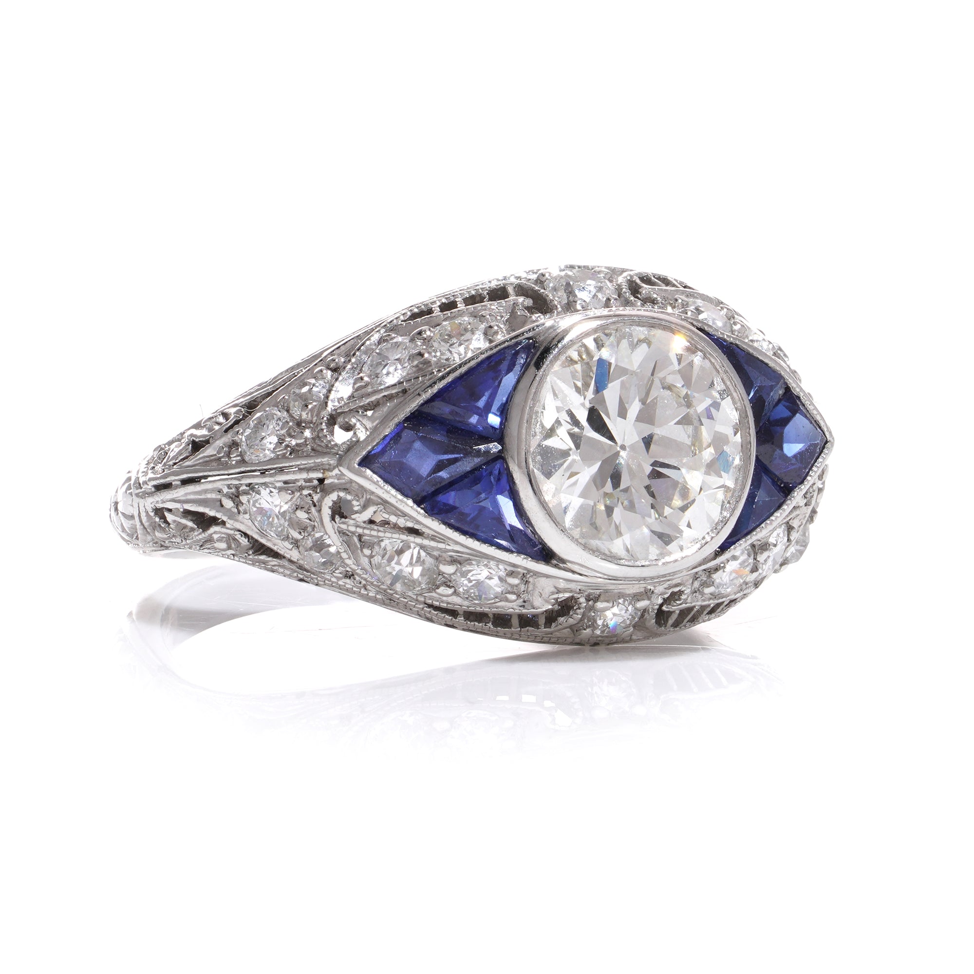 Edwardian Sapphire & Diamond Ring - Wildsmith Jewellery