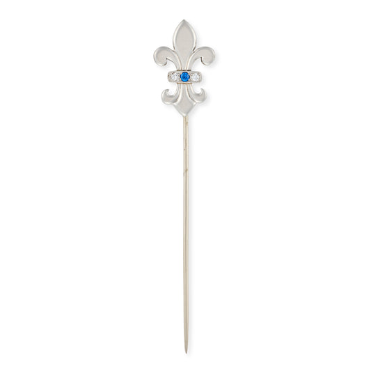 Sapphire & Diamond Fleur de Lis Stickpin - Wildsmith Jewellery