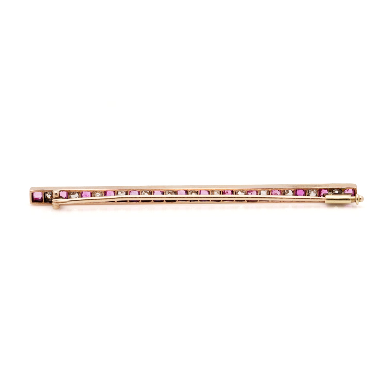 Victorian Ruby & Diamond Bar Brooch