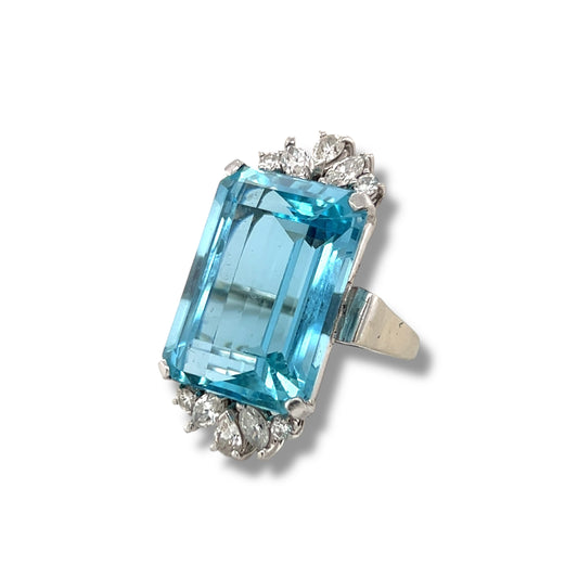 25.54ct Aquamarine and Diamond Ring - Wildsmith Jewellery