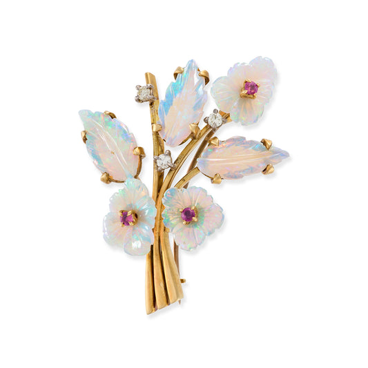 Opal, Ruby and Diamond Brooch by Mappin & Webb - Wildsmith Jewellery