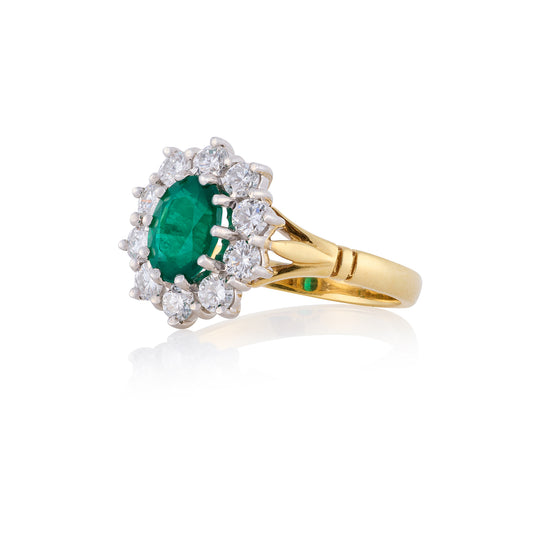 Emerald and Diamond Cluster Engagement Ring - Wildsmith Jewellery