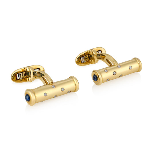 18ct Gold Sapphire and Diamond Cufflinks - Wildsmith Jewellery
