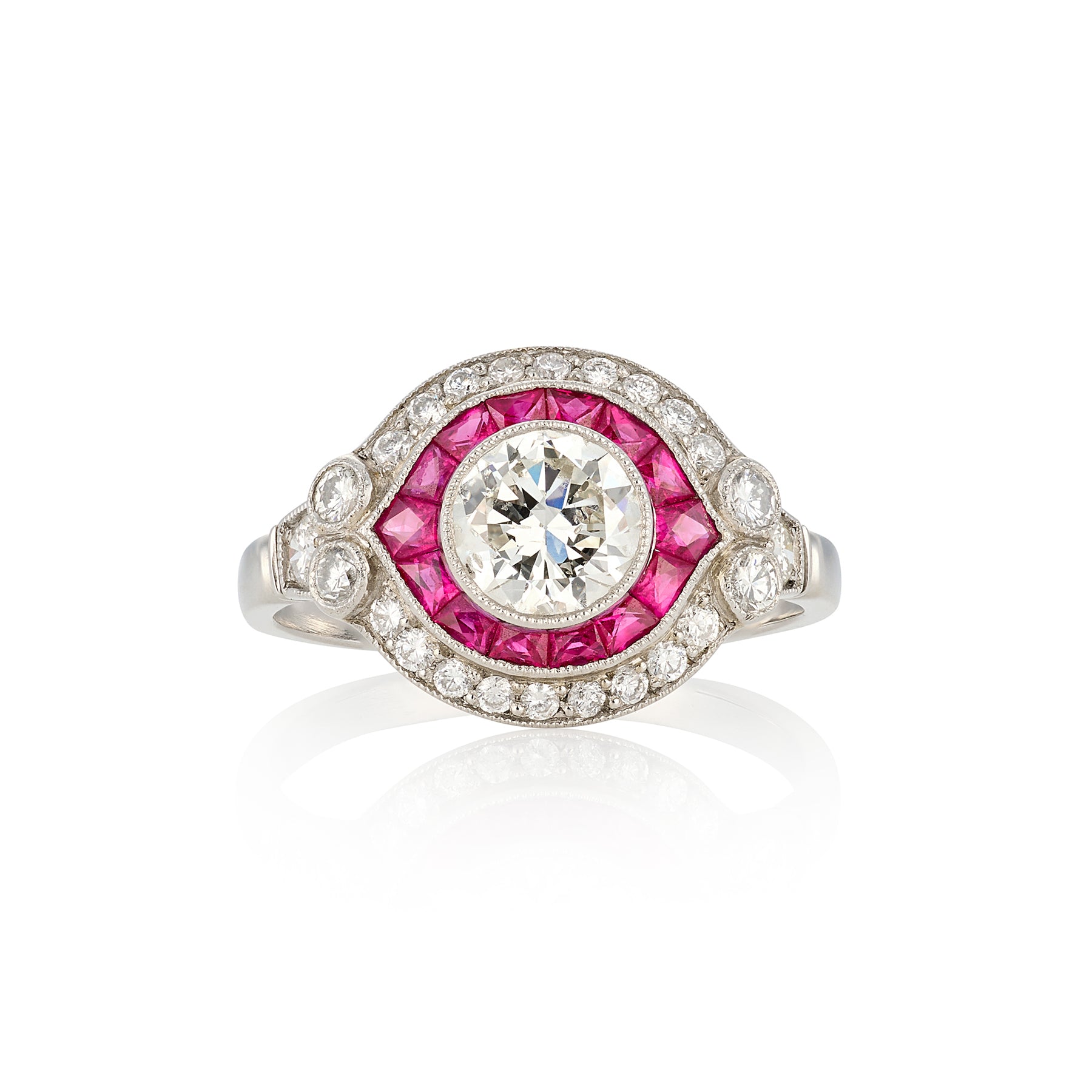 Ruby & Diamond Target Cluster Ring