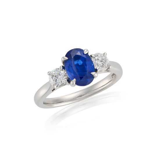 Sapphire & Diamond Three Stone Ring