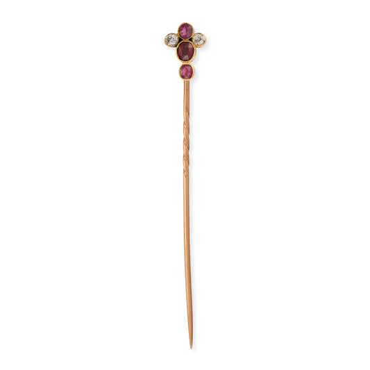 Burma Ruby & Diamond Stickpin