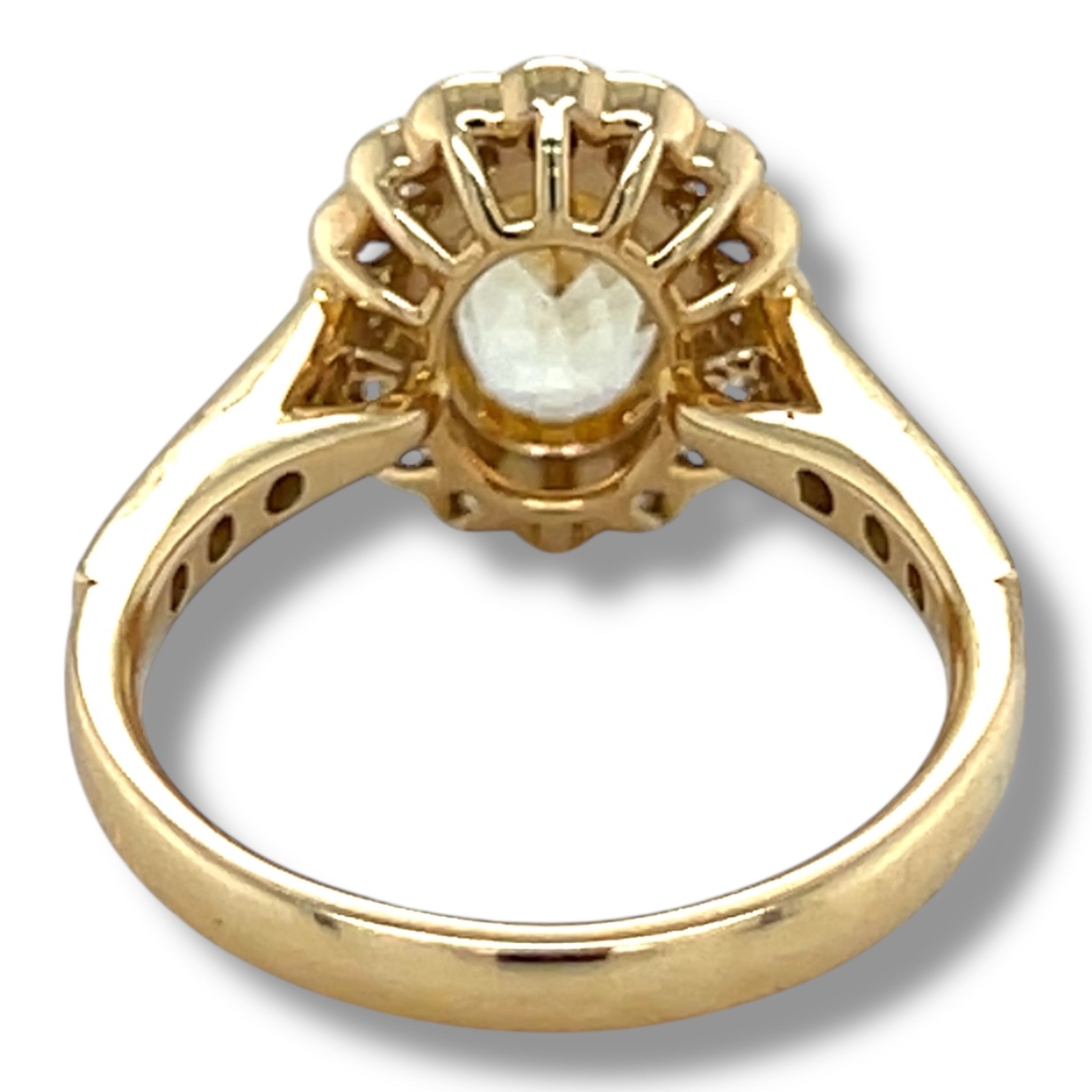 1.36cts Oval Golden Sapphire & Diamond Cluster Ring - Wildsmith Jewellery