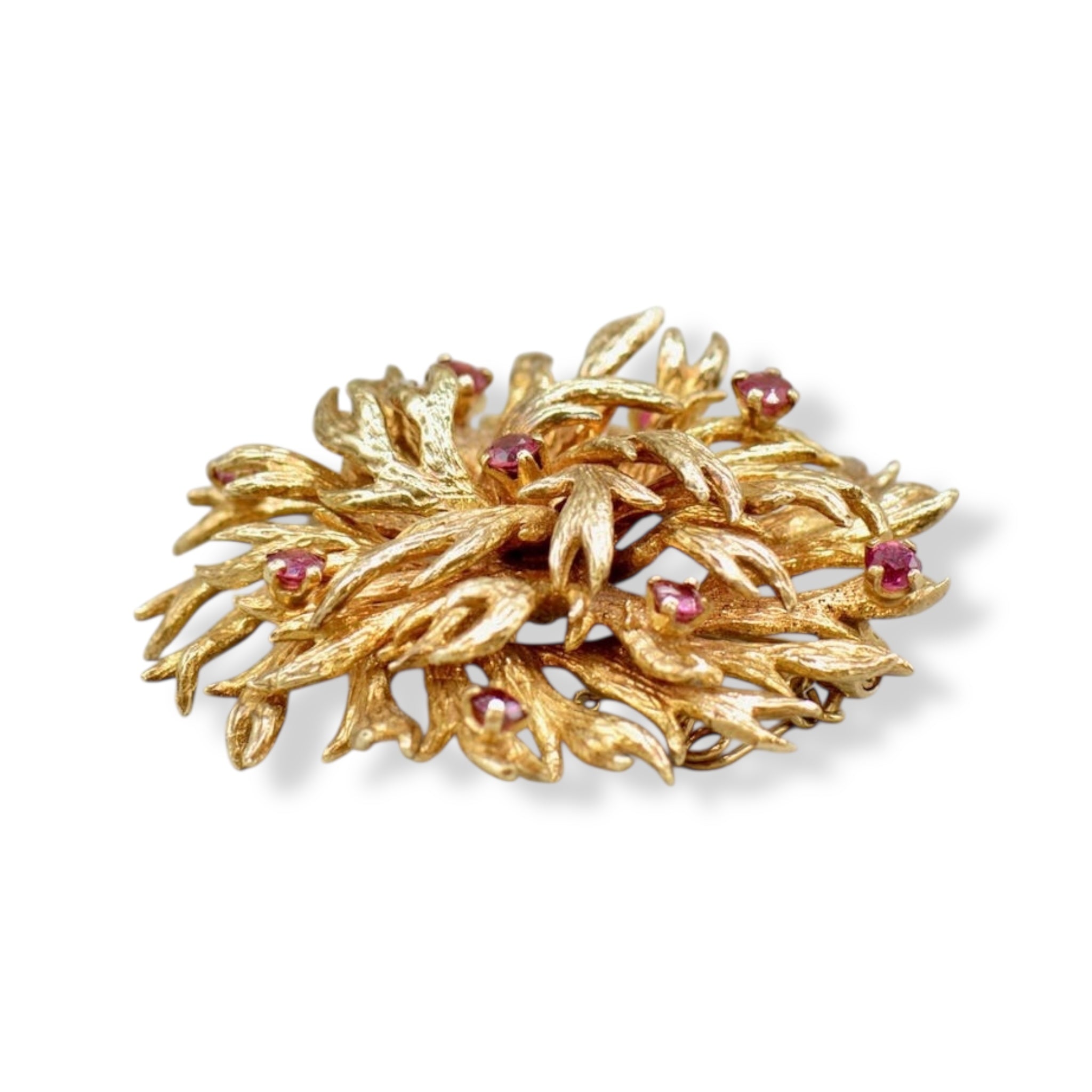 1970’s Ruby & Gold Floral Brooch