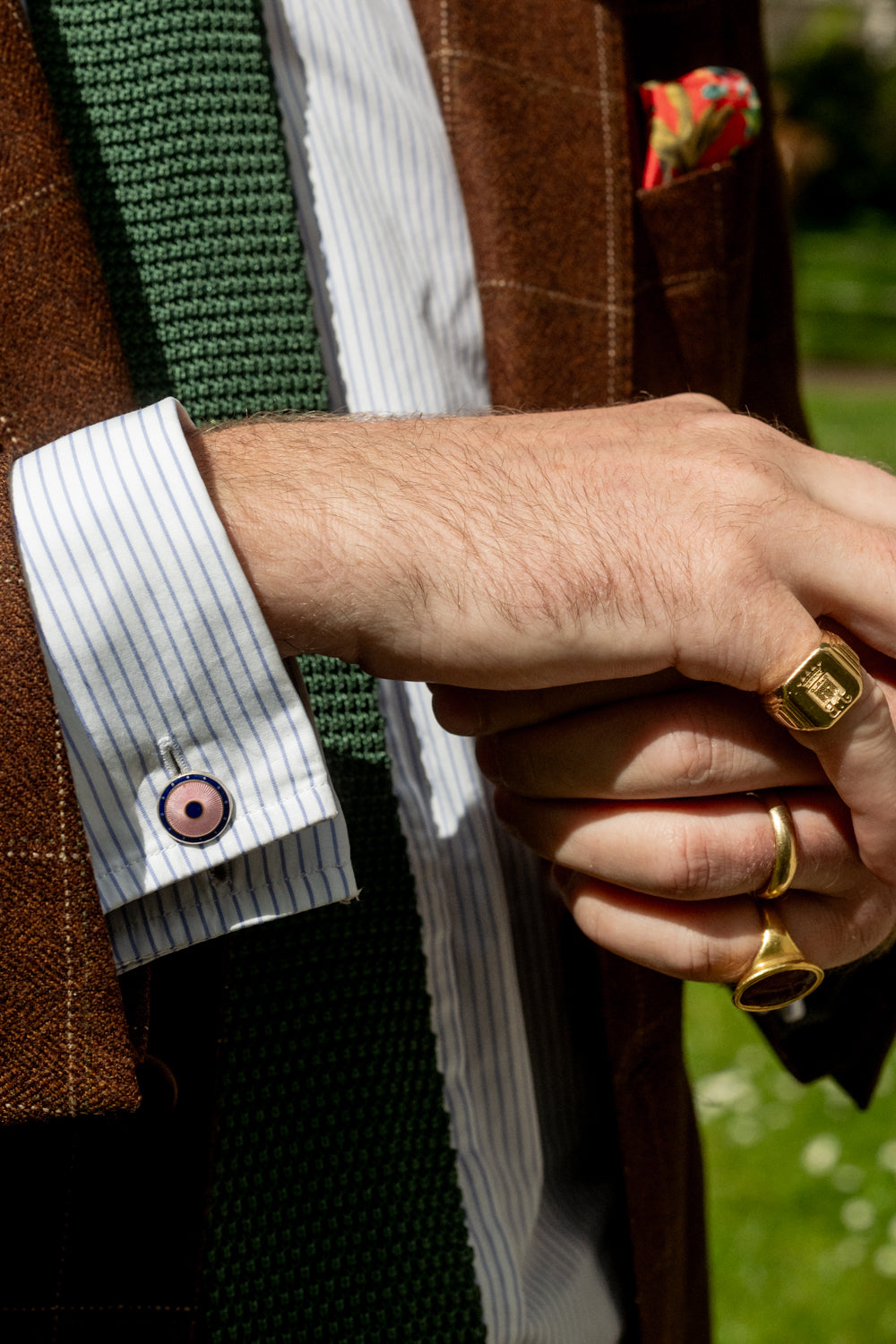 Navy & Pink Enamel Sterling Silver Cufflinks - Wildsmith Jewellery