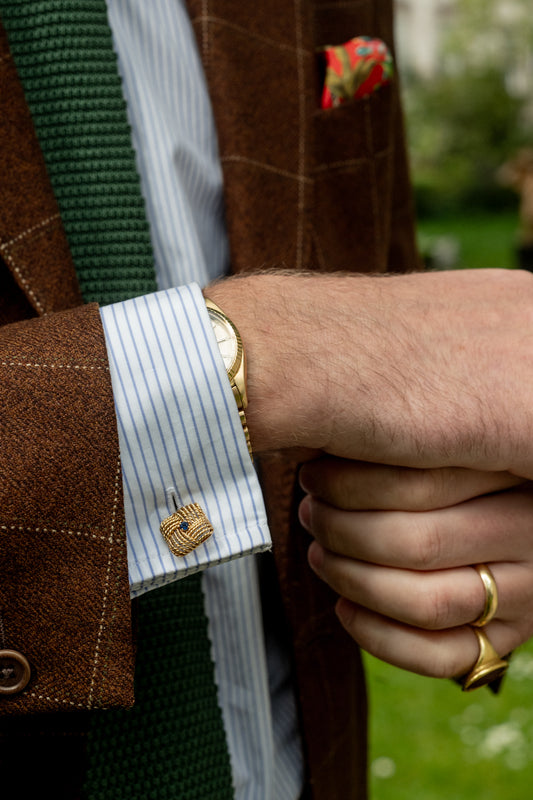 18ct Gold & Sapphire Cufflinks, French - Wildsmith Jewellery