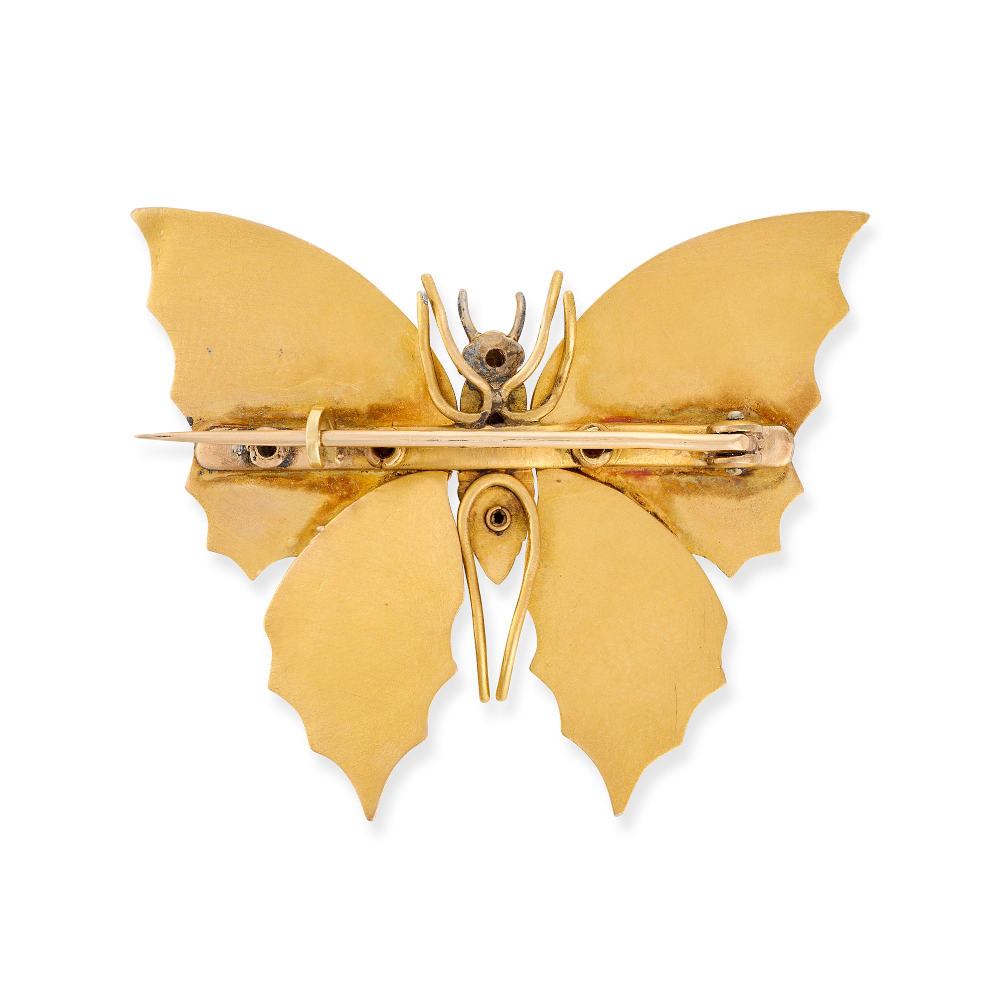 Etruscan Revival Enamel Butterly Brooch